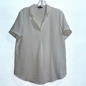 Hilary Radley white off short Sleeve Collared Casual Top Size S